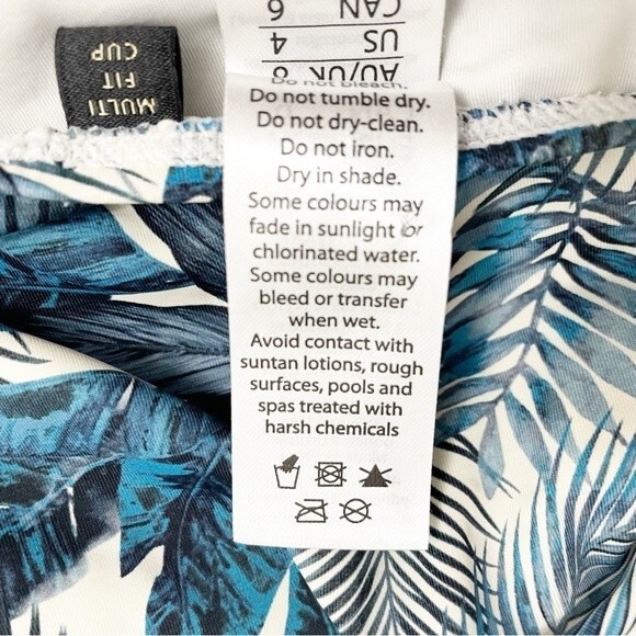 Nip Tuck One Piece Swimsuit Teal Tropical Palm Print Women’s Size 4 Bathing Suit - Picture 8 of 10